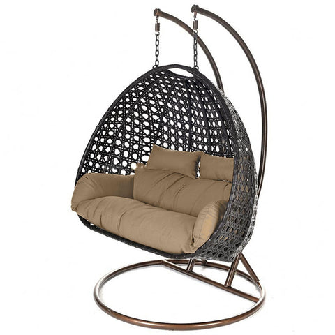 Egg swing chair with brown cushion